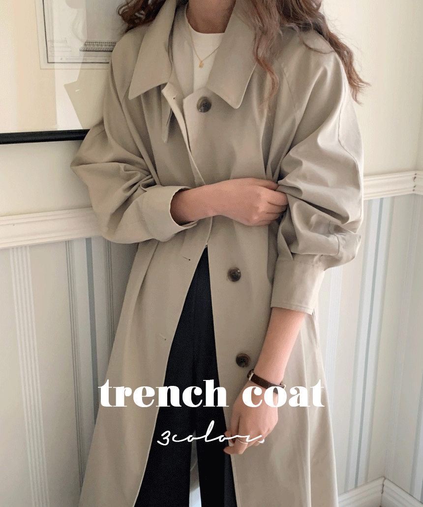 페이지 싱글 트렌치 코트 3color